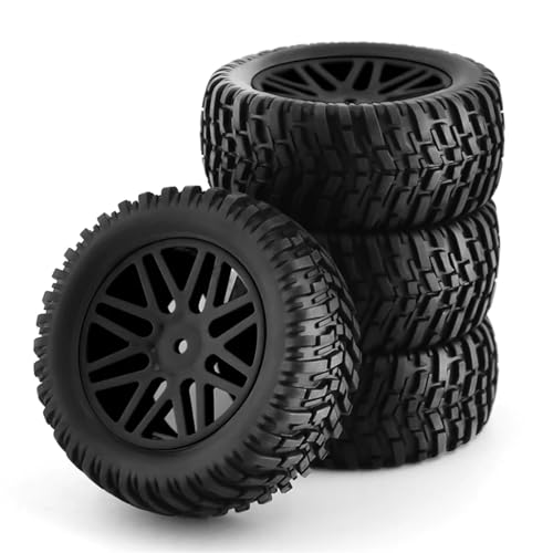 4 Stück 1/10 Short Course Truck Reifen Reifen Rad 12 mm Sechskant 96 mm Teile, for HSP 15502 94107 94170 94155 94177 for HPI RC Car Weiß (Color : Black) von RIJPEX