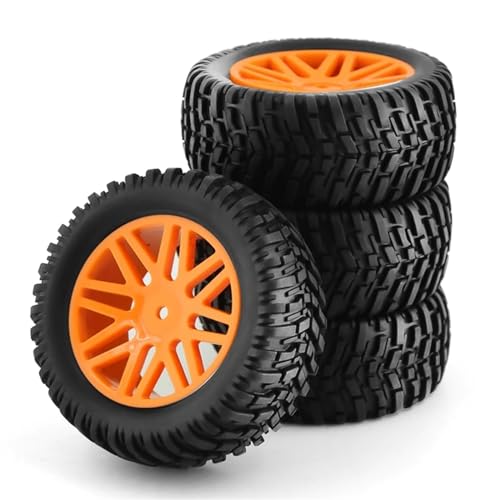 4 Stück 1/10 Short Course Truck Reifen Reifen Rad 12 mm Sechskant 96 mm Teile, for HSP 15502 94107 94170 94155 94177 for HPI RC Car Weiß (Color : Orange) von RIJPEX