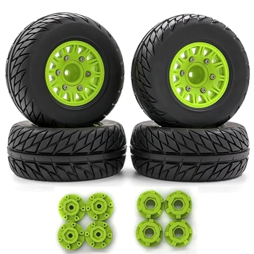 4 Stück 1/8 1/10 Short Course Truck Tire Wheel 12&14&17mm Hex, for Traxxas for Arrma for Tamiya for HSP for HPI for Kyosho for Hobao RC Car (Color : Green) von RIJPEX