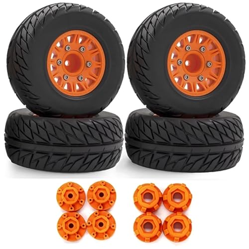 4 Stück 1/8 1/10 Short Course Truck Tire Wheel 12&14&17mm Hex, for Traxxas for Arrma for Tamiya for HSP for HPI for Kyosho for Hobao RC Car (Color : Orange) von RIJPEX