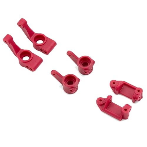 6 STÜCKE Rollenblöcke Lenkblöcke und hinterer Stapelwellenträger, for Traxxas 1/10 2WD for Slash for Rustler Auto-Upgrade-Teile aus Metall, 1 (Color : Red) von RIJPEX
