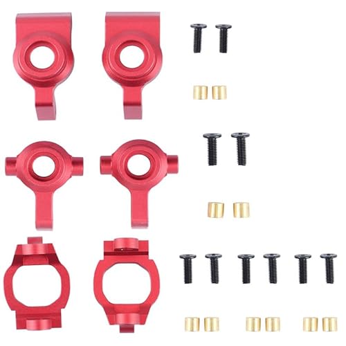 6 Stück Metall-Lenkschale C-Naben-Radsitz, for Remo for Hobby for Smax 1621 1625 1631 1635 1651 1655 1/16 RC-Auto-Upgrade-Teile (Color : Red) von RIJPEX