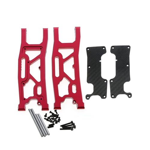 Aluminium-Hinterradaufhängungsarm mit Kohlefaserabdeckung, 1/8 for Traxxas for Sledge 95076-4 RC Car Upgrades Teile Zubehör (Color : Red) von RIJPEX
