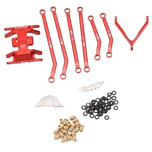CNC High Clearance Chassis Links und Skid Plate, for Axial SCX24 AXI90081 for Deadbolt B-17 1/24 RC Crawler Upgrades Teile (Color : Red) von RIJPEX