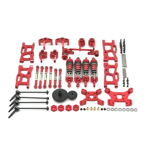 Metall-Upgrade-Teile-Modifikationskits Schwingarm-Stoßdämpfer-Set, for Wltoys 144001 144002 124019 RC-Autozubehör (Color : Red) von RIJPEX