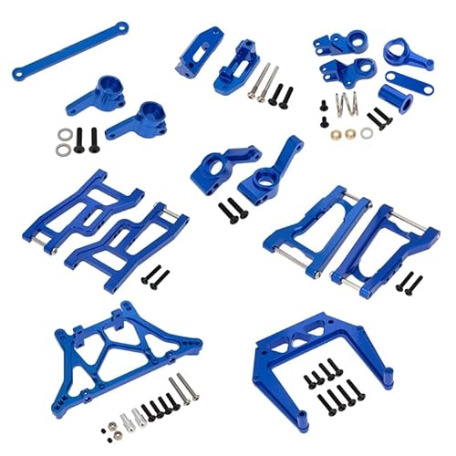 Metall-Upgrade-Zubehör-Kit Lenkblock-Nabenträger-Aufhängungsarm-Set, for Traxxas 1/10 RC-LKW-Teile (Color : Blue) von RIJPEX