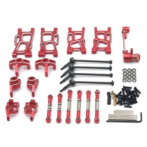 Metall-Upgrade-Zubehör-Modifikationskits, for Wltoys 144010 144001 144002 124017 124018 124019 RC-Car-Upgrade-Teile (Color : Red) von RIJPEX
