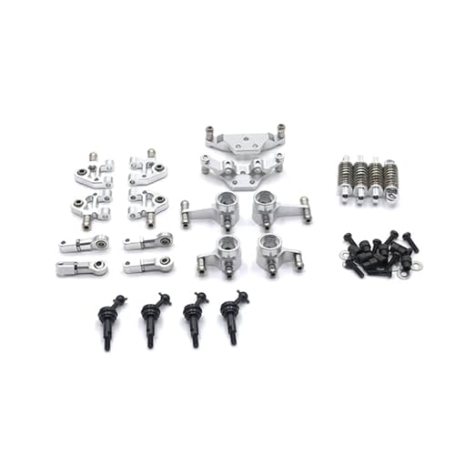Metall-Vollsatz-Upgrade-Teile Schwingarm-Stoßdämpfer-Antriebswelle, for Wltoys 284131 K969 K979 K989 P929 1/28 RC-Auto (Color : Silver) von RIJPEX