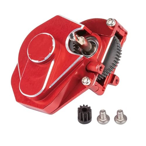 Metallmontiertes Getriebe mit Ritzel-Innenzahnrädern, for 1/24 RC-Raupenauto for axiale SCX24-Upgrade-Teile (Color : Red) von RIJPEX