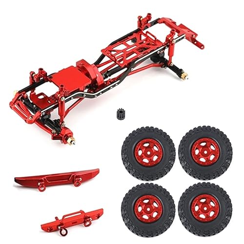 Metallrahmen-Chassis-Kit, for Axial SCX24 AXI00005 for Jeep for Gladiator 1/24 RC Crawler Car Upgrade Parts (Color : Red) von RIJPEX