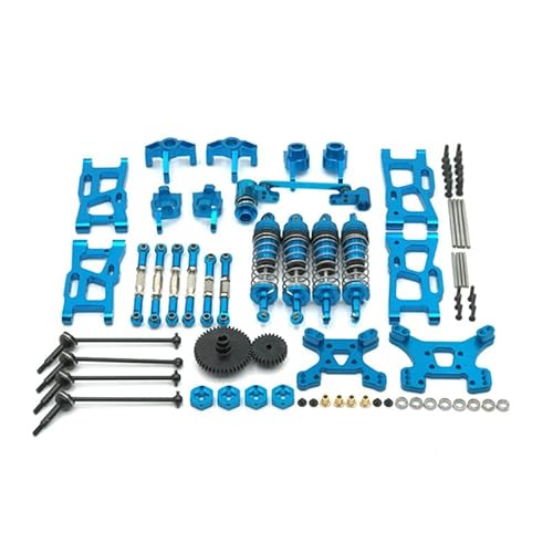 RIJPEX Metall-Upgrade-Teile-Modifikationskits Schwingarm-Stoßdämpfer-Set, for Wltoys 144001 144002 124019 RC-Autozubehör (Color : Blue) von RIJPEX