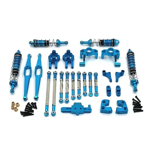 RIJPEX Upgrade-Teile-Kit Lenkungsbaugruppe Verbindungsstange Stoßdämpfer-Set, for Wltoys 12429 1/12 RC-Autozubehör, rot (Color : Blue) von RIJPEX