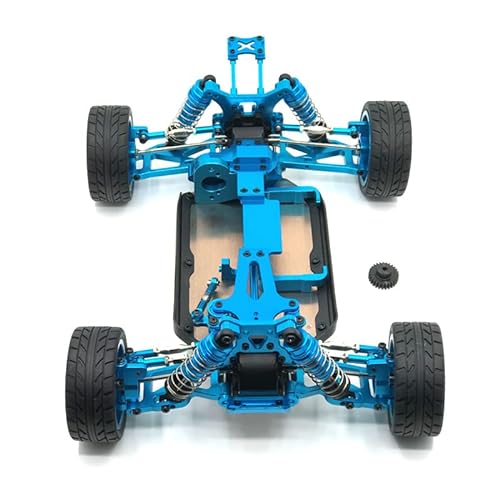 RIJPEX Vollständig aus Metall zusammengebautes Rahmenchassis mit Radsatz-Ersatzzubehör, for Wltoys 144001 1/14 RC-Car-Upgrade-Teile (Color : Blue) von RIJPEX