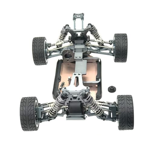 RIJPEX Vollständig aus Metall zusammengebautes Rahmenchassis mit Radsatz-Ersatzzubehör, for Wltoys 144001 1/14 RC-Car-Upgrade-Teile (Color : Light Grey) von RIJPEX