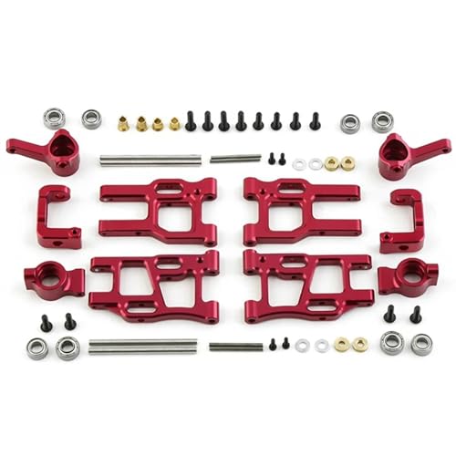 Vorder- und Hinterradschwinge aus Metall, Achsschenkel-Nabenträger-Set, for LC Racing PTG-2 PTG2 1/10 RC-Auto-Upgrade-Teile (Color : Red) von RIJPEX