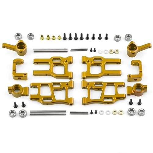 Vorder- und Hinterradschwinge aus Metall, Achsschenkel-Nabenträger-Set, for LC Racing PTG-2 PTG2 1/10 RC-Auto-Upgrade-Teile (Color : Yellow) von RIJPEX