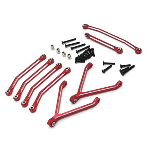 ; for FMS FCX24 Metall Chassis Links Zugstangen und Lenkstangen Set 1/24 RC Crawler Car Upgrades Teile Zubehör (Color : Red) von RIJPEX