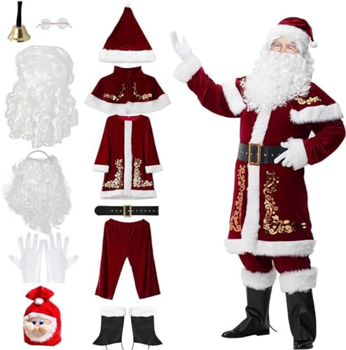 RIKCAT Weihnachtsmann-Kostüm in Übergröße, Weihnachten, 12-teilig, Deluxe-Samt-Weihnachtsmann-Anzug für Erwachsene, Teenager-Kostüm für Damen und Herren A,L. RIKCAT Weihnachtsmann-Kostüm in Übergröße, Weihnachten, 12-teilig, Deluxe-Samt-Weihnachtsmann-Anzug für Erwachsene, Teenager-Kostüm für Damen und Herren A,L. von RIKCAT
