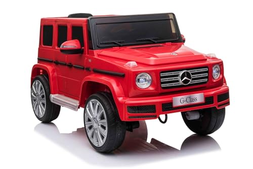 Elektrisches Elektroauto Mercedes G500 12V, rot, 2,4 GHz Fernbedienung, USB/SD Eingang, Hinterradfederung, Lithium-Batterie, LED-Lichter, Originale Lizenz von RIRICAR