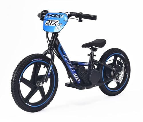 Elektro Laufrad für Kinder RIRIBIKE RTX6 24V (16"), blau, Lithiumbatterie, 250W-Motor, Scheibenbremse, Verstellbarer weicher PU-Sitz von RIRICAR