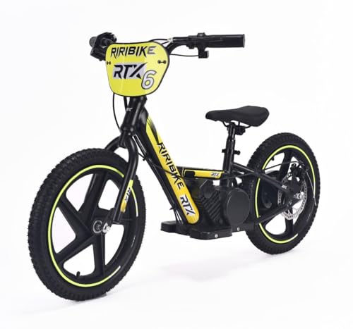 Elektro Laufrad für Kinder RIRIBIKE RTX6 24V (16"), gelb, Lithiumbatterie, 250W-Motor, Scheibenbremse, Verstellbarer weicher PU-Sitz von RIRICAR