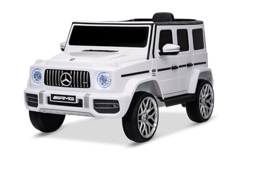 Kinder elektroauto Mercedes G-Klasse 2025, Weiß, Original lizenziert, Lithiumbatterie, elektroauto für Kinder 3 bis 5 Jahren mit 2,4 GHz Fernbedienung, USB/MP3/Bluetooth, Front- und rücklichter von RIRICAR