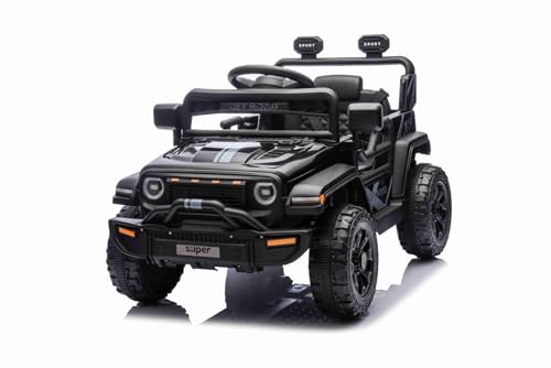 Kinder elektroauto OFFROAD NEW mit Hinterradantrieb, schwarz, Lithium-Batterie, hohes Fahrgestell, breiter Sitz, Hinterradfederung, 2,4GHz-Fernbedienung, MP3-Player mit USB/AUX-Anschluss, LED-Leuchten Kinder elektroauto OFFROAD NEW mit Hinterradantrieb, schwarz, Lithium-Batterie, hohes Fahrgestell, breiter Sitz, Hinterradfederung, 2,4GHz-Fernbedienung, MP3-Player mit USB/AUX-Anschluss, LED-Leuchten von RIRICAR
