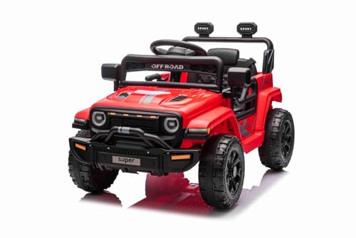 Kinder elektroauto Offroad New mit Hinterradantrieb, rot, Lithium-Batterie, hohes Fahrgestell, breiter Sitz, Hinterradfederung, 2,4-GHz-Fernbedienung, MP3-Player mit USB/AUX-Anschluss, LED-Leuchten Kinder elektroauto Offroad New mit Hinterradantrieb, rot, Lithium-Batterie, hohes Fahrgestell, breiter Sitz, Hinterradfederung, 2,4-GHz-Fernbedienung, MP3-Player mit USB/AUX-Anschluss, LED-Leuchten von RIRICAR