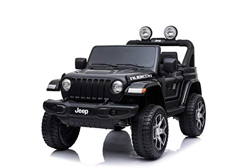 RIRICAR Elektroauto für Kinder 12V J.E.E.P. Wrangler, Schwarz, mit 2,4-GHz-Fernbedienung, Radio mit Bluetooth- und USB-Eingang, Eva-Räder, elektrofahrzeug Kinder ab 3-8 Jahre von RIRICAR