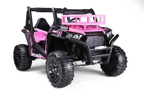RIRICAR Elektroauto für Kinder 24V UTV, Rosa, Kinder elektroauto 2 sitzer mit 2,4 GHz Ferbedienung, 2 x 200 W Motor, Lithium-Akku, Eva-Räder, gepolsterter Sitz, USB, SD-Karte von RIRICAR