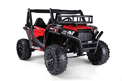 RIRICAR Kinder elektroauto 24V UTV, rot, Elektro Buggy für Kinder 2 sitzer mit 2,4 GHz Ferbedienung, 2 x 200 W Motor, Eva-Räder, gepolsterter Sitz, USB, SD-Karte, Elektro Buggy UTV MX ab 3-8 Jahre von RIRICAR
