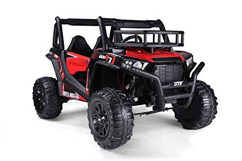 RIRICAR Elektroauto für Kinder 24V UTV, rot, Kinder elektroauto 2 sitzer mit 2,4 GHz Ferbedienung, 2 x 200 W Motor, Eva-Räder, gepolsterter Sitz, USB, SD-Karte, elektrofahrzeug Kinder ab 3-8 Jahre von RIRICAR