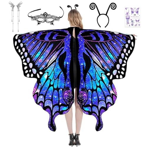 RIRIDAMAI Schmetterling Umhang Damen, Schmetterling Kostüm Erwachsene, Schmetterling Cape Mit Zubehör, Verkleidung Schmetterling Damen, Schmetterling Flügel Umhang, Für Karneval, Fasching, Mottoparty RIRIDAMAI Schmetterling Umhang Damen, Schmetterling Kostüm Erwachsene, Schmetterling Cape Mit Zubehör, Verkleidung Schmetterling Damen, Schmetterling Flügel Umhang, Für Karneval, Fasching, Mottoparty von RIRIDAMAI