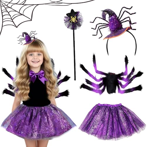 RIRIDAMAI Spinnenkostüm Kinder Halloween, Spinnen Kostüm Mädchen, Spinnen Verkleidung Kinder mit Tüllrock Haarreifen, für Halloween Cosplay Karneval Mottoparty RIRIDAMAI Spinnenkostüm Kinder Halloween, Spinnen Kostüm Mädchen, Spinnen Verkleidung Kinder mit Tüllrock Haarreifen, für Halloween Cosplay Karneval Mottoparty von RIRIDAMAI