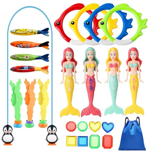 RISAKOGO 25 Stücke Pool Spielzeug Tauchspielzeug für Kinder,Meerjungfrau Spielzeug Unterwasser Tauchringe Tauchspielzeug Schwimmbad Spielzeug für Unterwasserspiel und Tauchtraining RISAKOGO 25 Stücke Pool Spielzeug Tauchspielzeug für Kinder,Meerjungfrau Spielzeug Unterwasser Tauchringe Tauchspielzeug Schwimmbad Spielzeug für Unterwasserspiel und Tauchtraining von RISAKOGO