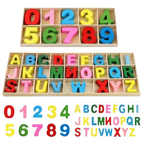 216 Stück Holzbuchstaben und Nummern Holzbuchstaben Großbuchstaben A-Z Kid Holzspielzeug Lernspielzeug für Kleinkinder - - Montessori Spielzeug für Kunsthandwerk Kleinkind von RISVOWO