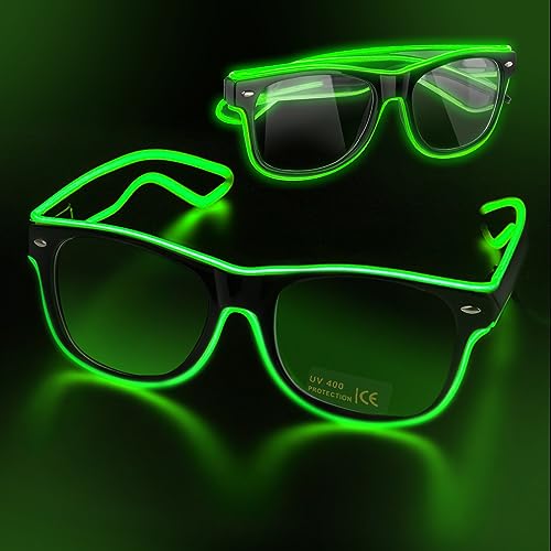 LED Leuchtbrille, Cyberpunk LED Brille, Leuchten Sie Neon Rave Brille Glow, mit Blinkmodus Glow, für Cosplay, Bar, Halloween, Weihnachten, Disco, Konzert, Party Gadgets, EDM, Halloween von RISVOWO