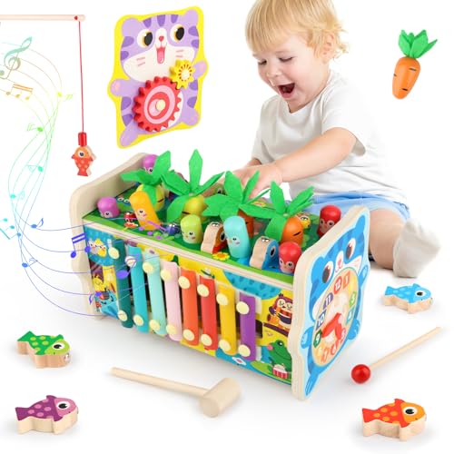 RISVOWO 8 in 1 Montessori Spielzeug ab 2 3 4 Jahre, Holz Montessori Musik Spielzeug, Xylophon, Karotte, Angelwurm, Zahnräder, Holz kinderspielzeug ab 1 2 3 4 Jahre Geburtstagsgeschenk für Mädchen RISVOWO 8 in 1 Montessori Spielzeug ab 2 3 4 Jahre, Holz Montessori Musik Spielzeug, Xylophon, Karotte, Angelwurm, Zahnräder, Holz kinderspielzeug ab 1 2 3 4 Jahre Geburtstagsgeschenk für Mädchen von RISVOWO