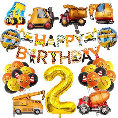 RISVOWO Bagger Deko Kindergeburtstag 2, Bagger Luftballons Geburtstag, Deko 2. Geburtstag Junge, Geburtstagsdeko 2 Jahr Jungen, BAU Party Dekoration, Riesen Folienballon RISVOWO Bagger Deko Kindergeburtstag 2, Bagger Luftballons Geburtstag, Deko 2. Geburtstag Junge, Geburtstagsdeko 2 Jahr Jungen, BAU Party Dekoration, Riesen Folienballon von RISVOWO