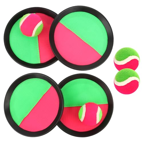 RISVOWO Klebetuch Strandspiele Klebeball Strandspielzeug Wurfspiel mit 4 Schläger und 4 Bälle, Strandspielzeug Klebeball Wasserdicht Outdoor Garten Spielzeug draußen Kinder ab 3 4 5 6 7 Jahr von RISVOWO