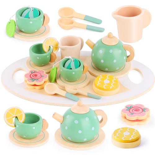 RISVOWO Teeservice Kinder Holz, Tee Set Holzspielzeug, Teeparty Spielküche Rollenspiele, Holz Spielküchenzubehör, Küchenzubehör Geschirrset Rollenspiel Geschenk für Kinder Mädchen Jungen RISVOWO Teeservice Kinder Holz, Tee Set Holzspielzeug, Teeparty Spielküche Rollenspiele, Holz Spielküchenzubehör, Küchenzubehör Geschirrset Rollenspiel Geschenk für Kinder Mädchen Jungen von RISVOWO