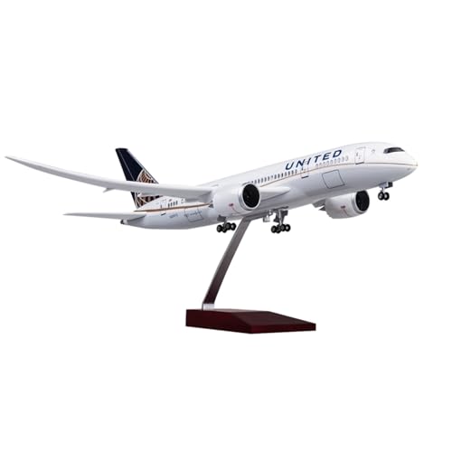 RIVPAHGQ Replika Flugzeugmodelle 1/130 Simulation Zivilflugzeugmodell 43cm for United Airlines 787 Maßstabmodell Flugzeugrepliken Mit Rädern Vorgefertigte Luftfahrzeug Modelle(NO Light) von RIVPAHGQ