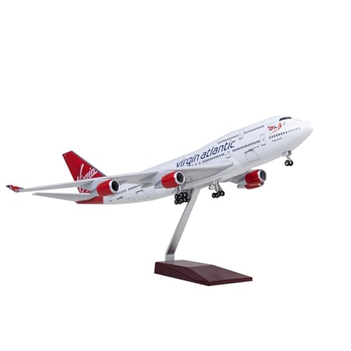 RIVPAHGQ Replika Flugzeugmodelle 1/150 Simulation Zivilflugzeugmodell 47cm for Virgin Atlantic B747-400 Maßstabmodell Flugzeugrepliken Mit Rädern Vorgefertigte Luftfahrzeug Modelle(with Light) von RIVPAHGQ