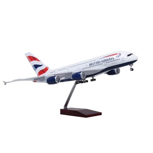 RIVPAHGQ Replika Flugzeugmodelle 1/160 Maßstab Zivilflugzeug Replik 45cm British Airways for Airbus A380 Flugzeugmodell for Luftfahrt Display Vorgefertigte Luftfahrzeug Modelle(NO Light) von RIVPAHGQ