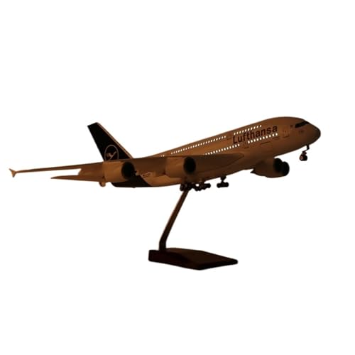 RIVPAHGQ Replika Flugzeugmodelle 1/85 Simulation Zivilflugzeugmodell 47cm Lufthansa for Airbus A380 Maßstabmodell Flugzeugrepliken Vorgefertigte Luftfahrzeug Modelle(with Light) von RIVPAHGQ