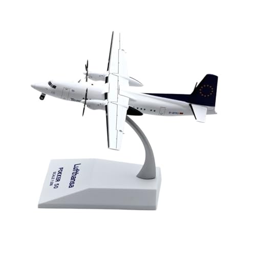 RIVPAHGQ Replika Flugzeugmodelle 1:200 12CM Luxus-Modellflugzeuge Zum Sammeln Für Lufthansa Fokker 50 D-AFKU, Statische Nachbildung Vorgefertigte Luftfahrzeug Modelle von RIVPAHGQ