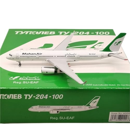 RIVPAHGQ Replika Flugzeugmodelle 1:400 11CM Druckgussflugzeug Für Iran Mahan Air Tu-204-120 SU-EAF Lebensechtes Modellflugzeug Für Luftfahrtfans Vorgefertigte Luftfahrzeug Modelle von RIVPAHGQ