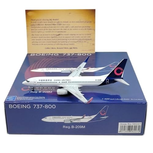 RIVPAHGQ Replika Flugzeugmodelle 1:400 Legierungsflugzeug Miniatur China United Airlines Für Boeing B737-800 B-7372 B-209M Maßstab Modellflugzeug Vorgefertigte Luftfahrzeug Modelle(B-209M) von RIVPAHGQ