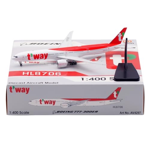 RIVPAHGQ Replika Flugzeugmodelle 18 cm Feines Druckguss-Replika-Flugzeugmodell 1:400 for T'way Air B777-300ER HL8706-Skalaflugzeug Vorgefertigte Luftfahrzeug Modelle von RIVPAHGQ