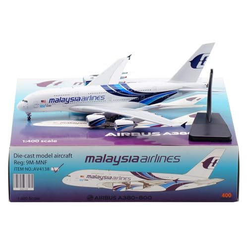 RIVPAHGQ Replika Flugzeugmodelle 18 cm Miniatur-Flugzeugmodell-Repliken 1/400 for Malaysia Airlines for Airbus A380 9M-MNF Simulation Zivilflugzeug Vorgefertigte Luftfahrzeug Modelle von RIVPAHGQ